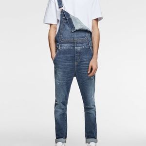 ZARA VINTAGE WASHED DENIM OVERALLS